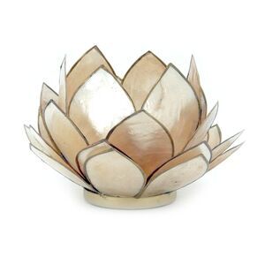 Smoke Brown Capiz Shell Opening Lotus Flower Bulb Tealight Candle Holder